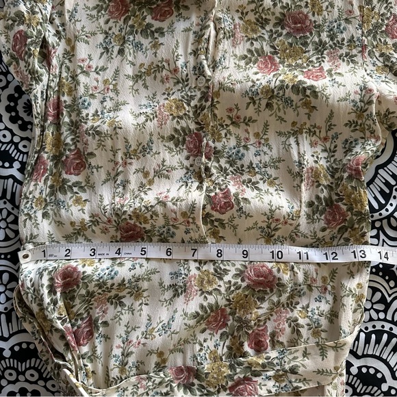 Zara Floral Floral Dress w Fabric Belt | Off-White Green Womans size M - Picture 12 of 15